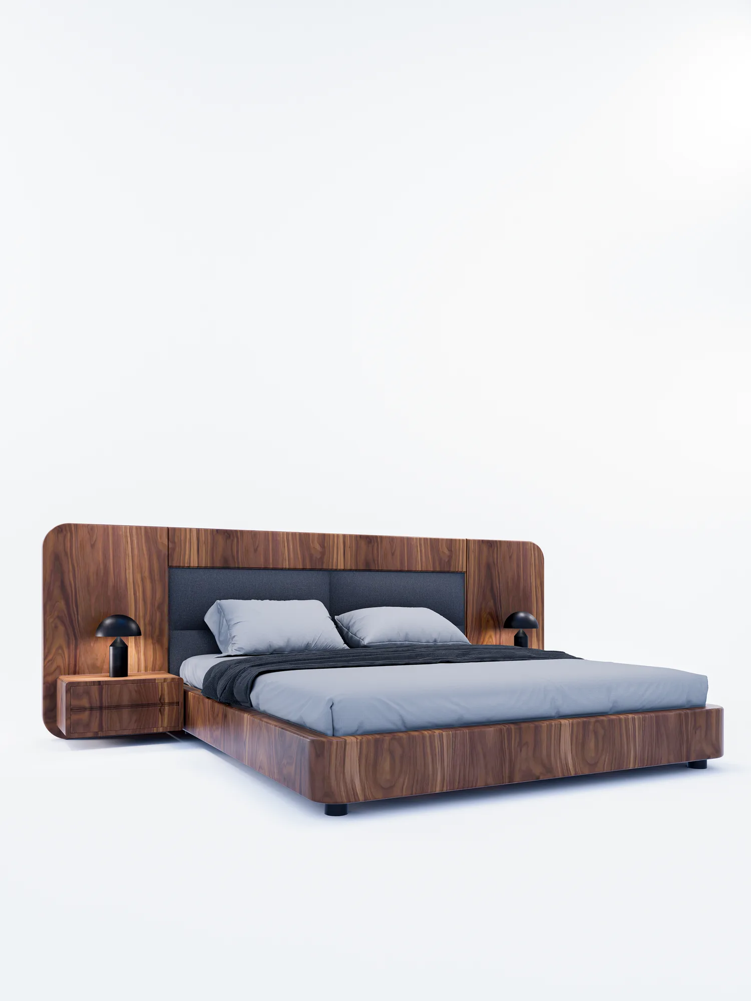 Aarav Bed with integrated bedsides - view 2
