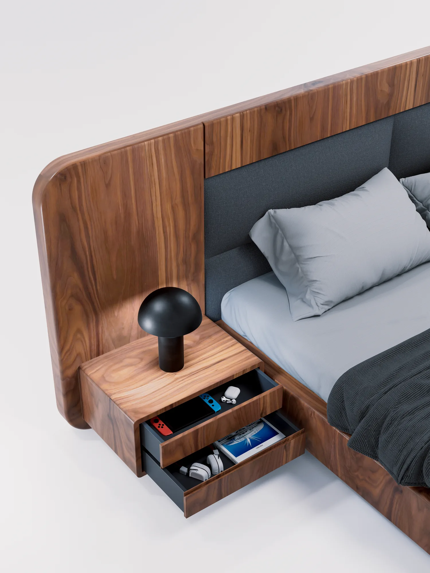 Aarav Bed with integrated bedsides - view 3